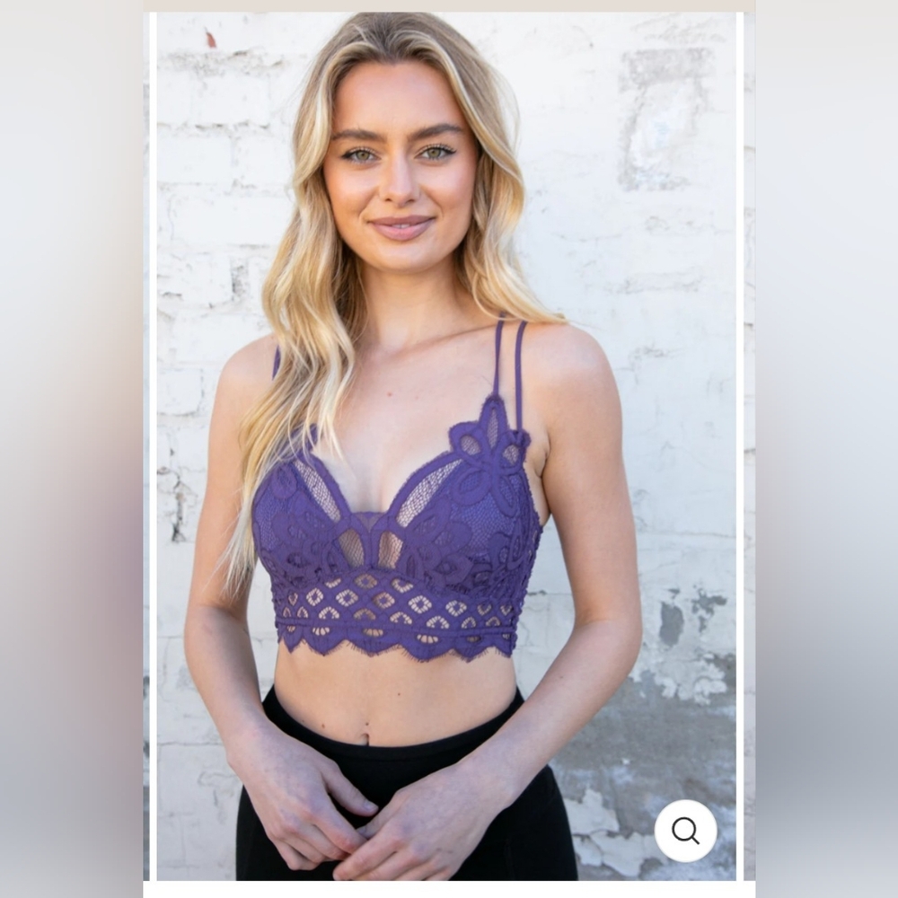 Zenana Lilac Crochet Lace Bralette with Bra Pads